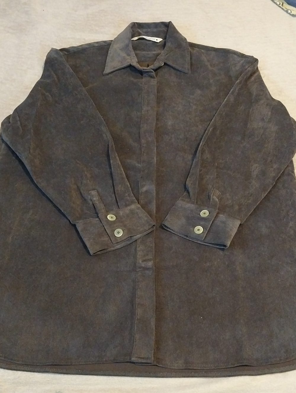 Zara Men's Dark Brown Suede Shirt Jacket